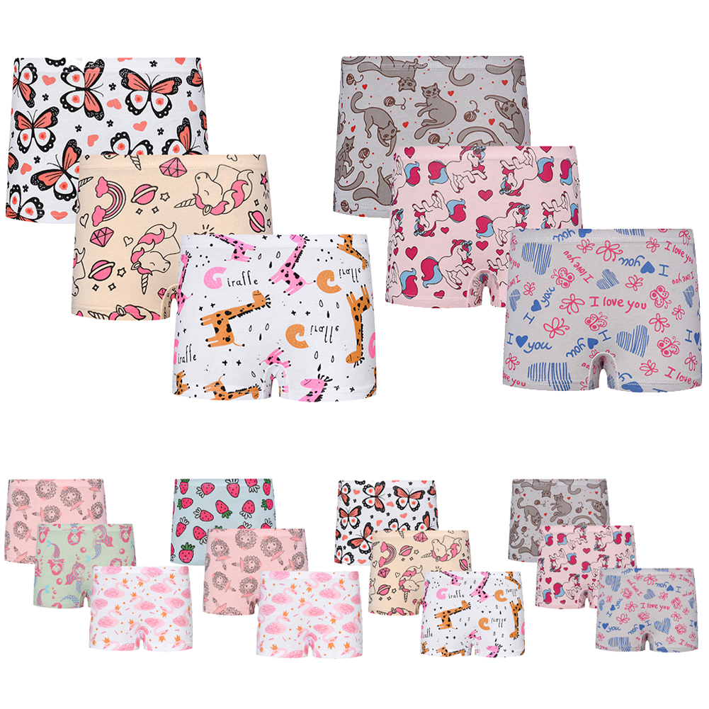 Kkkded Girls Cotton Panties Soft Underwear for Baby Kids Cute Cartoon Girls Briefs Bottoms Boxer 1-9 Years Breathable Boxer Jock Shorts